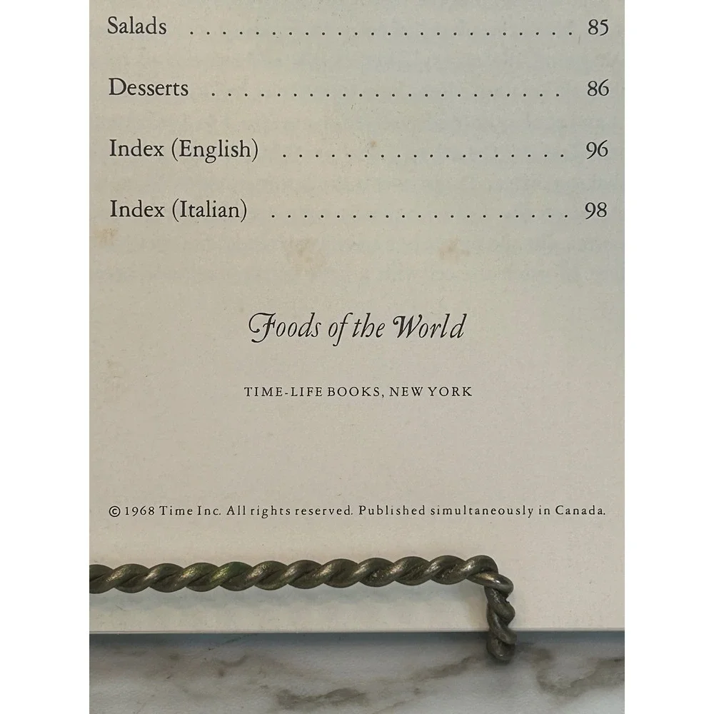 Vintage 1968 Recipes The Cooking of Italy Time Life Foods of the World Cookbook